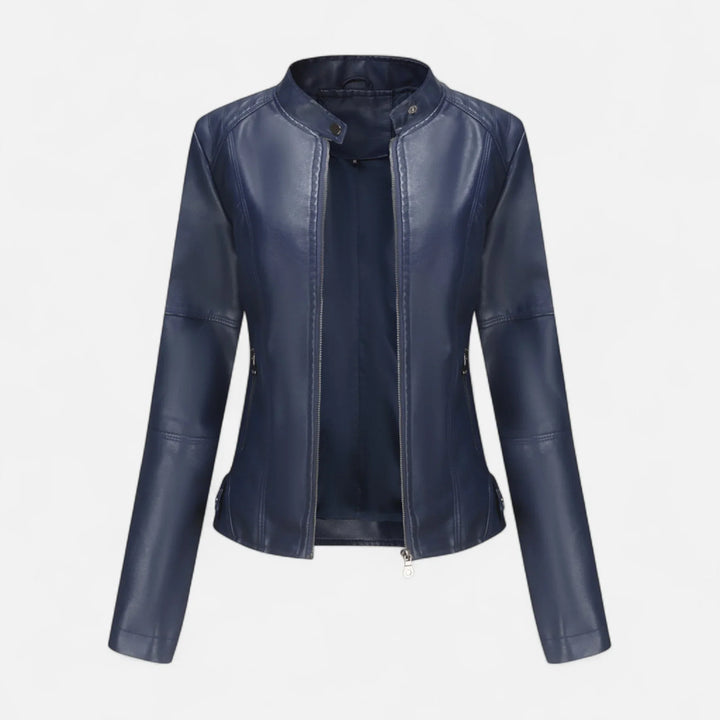 Women's Cropped Zip-Up Leather Jacket