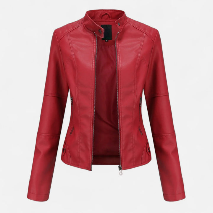 Women's Cropped Zip-Up Leather Jacket