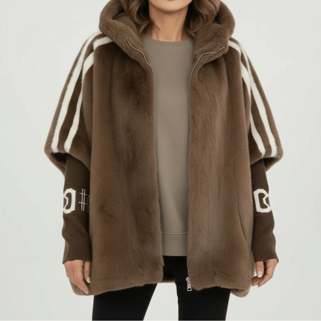 Women's Jacket – Oversized Hooded Faux Fur Zip-Up Winter