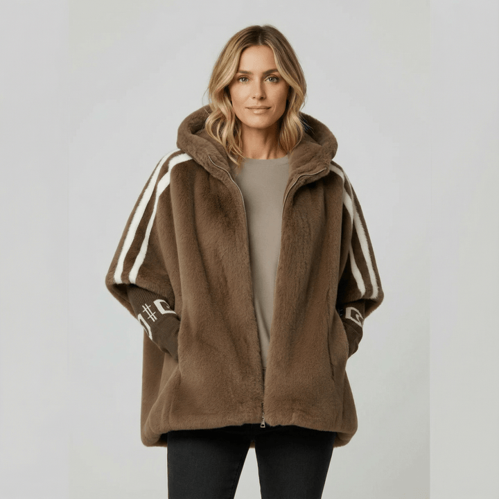 Women's Jacket – Oversized Hooded Faux Fur Zip-Up Winter