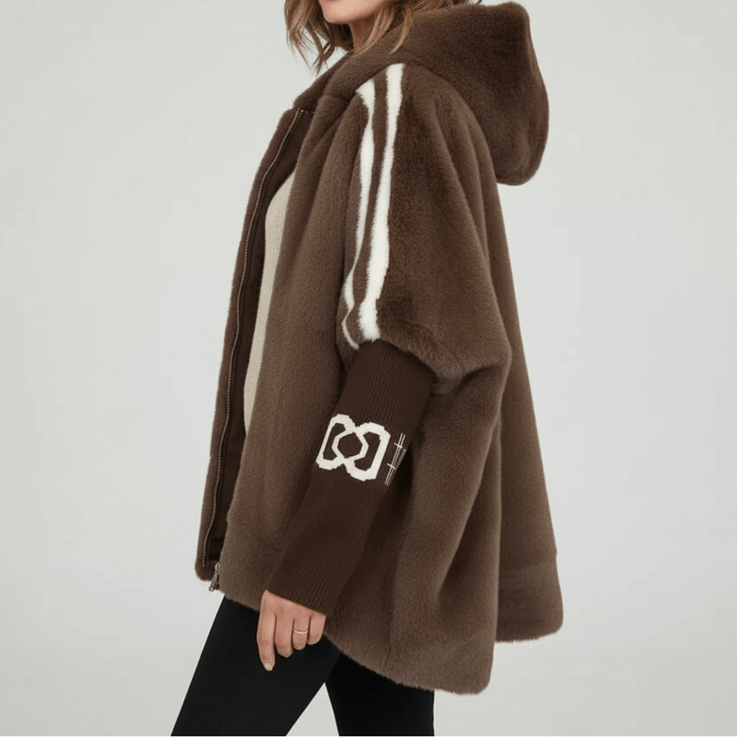 Women's Jacket – Oversized Hooded Faux Fur Zip-Up Winter