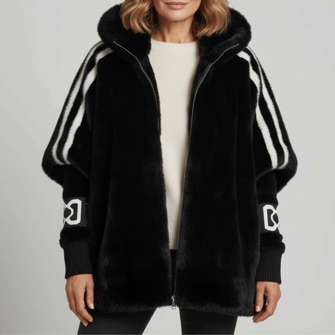 Women's Jacket – Oversized Hooded Faux Fur Zip-Up Winter