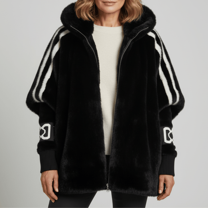 Women's Jacket – Oversized Hooded Faux Fur Zip-Up Winter