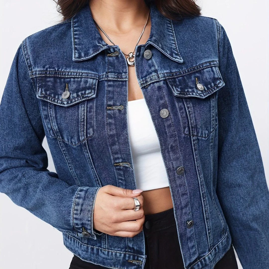 Women's Cropped Denim Jacket – Button Front