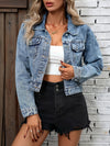 Women's Button Front Cropped Denim Jacket