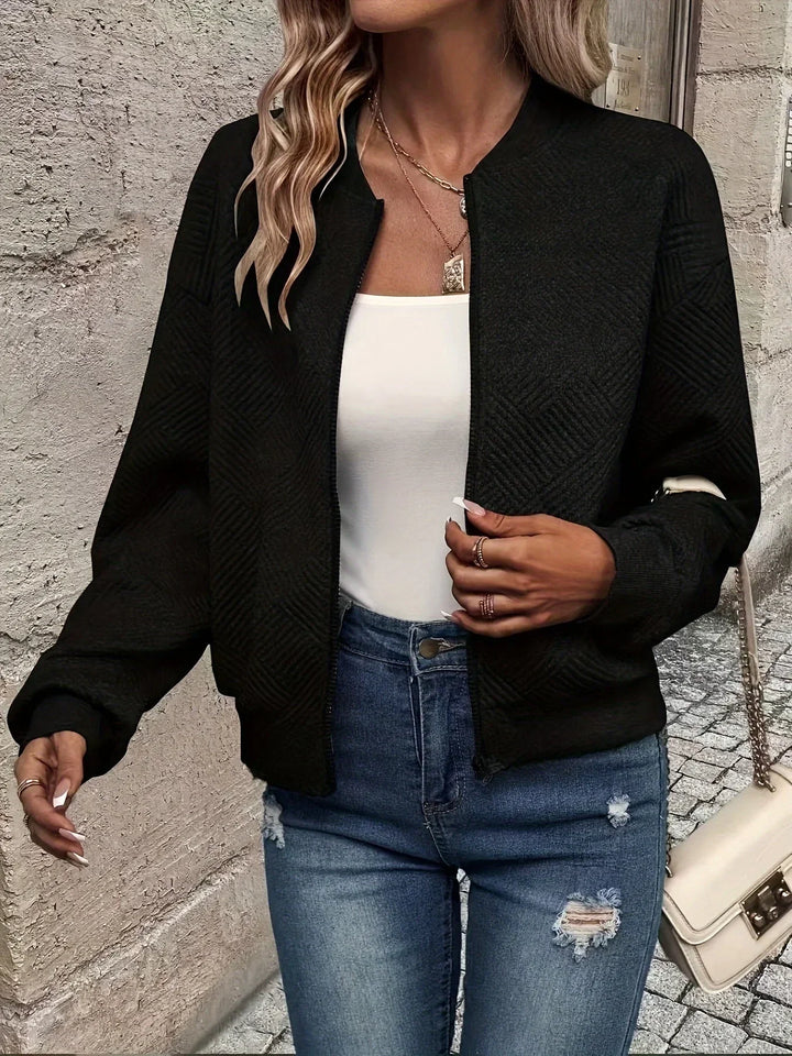 Women's Quilted Cropped Zip Front Bomber Jacket