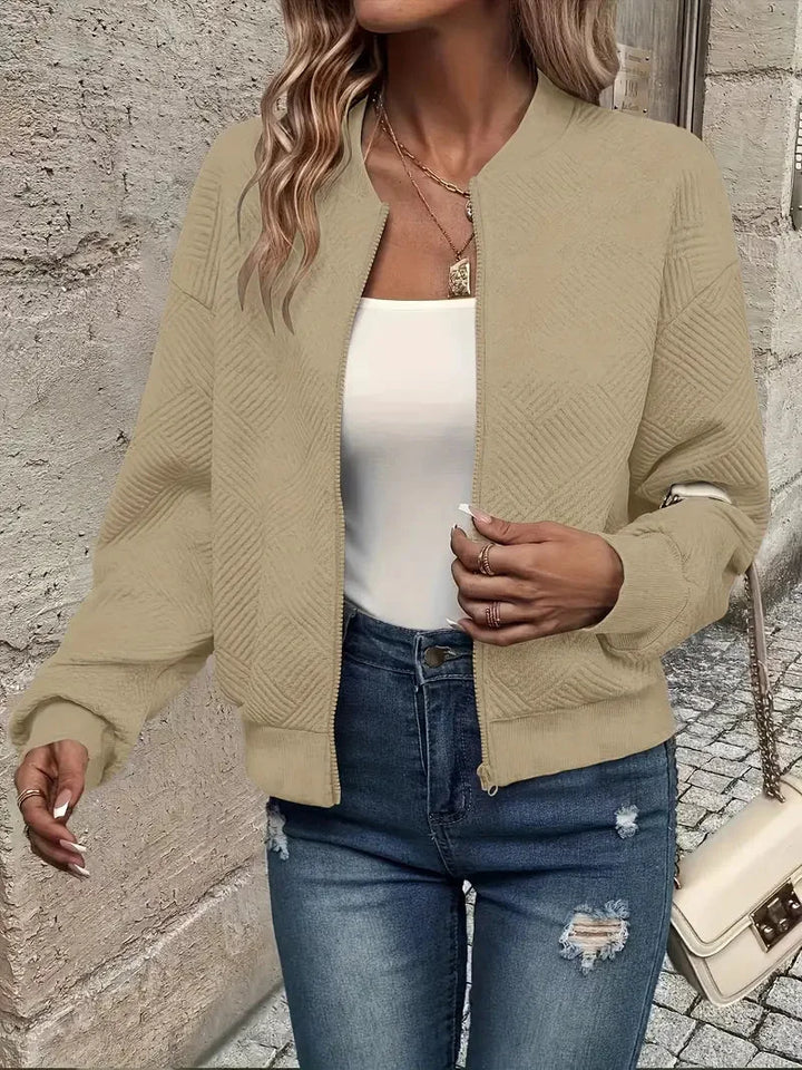 Women's Quilted Cropped Zip Front Bomber Jacket
