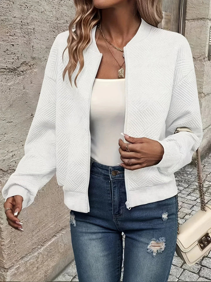 Women's Quilted Cropped Zip Front Bomber Jacket