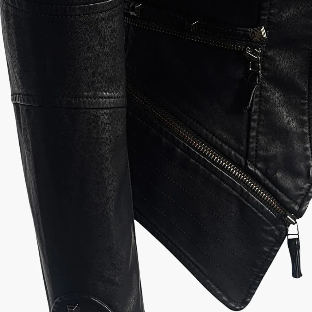 Women's Faux Leather Peplum Studded Biker Jacket