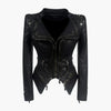 Women's Faux Leather Peplum Studded Biker Jacket
