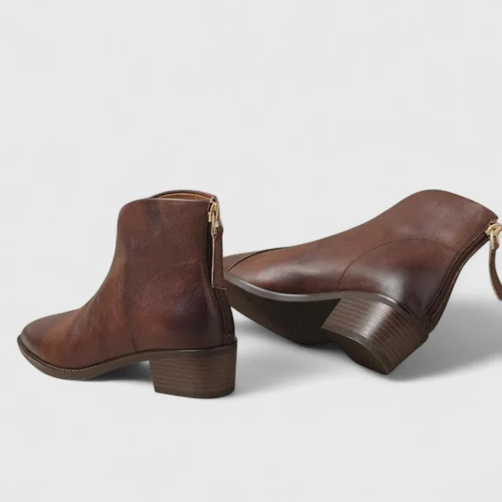 Women's Faux Leather Side Zip Ankle Boots – V-Cut Topline