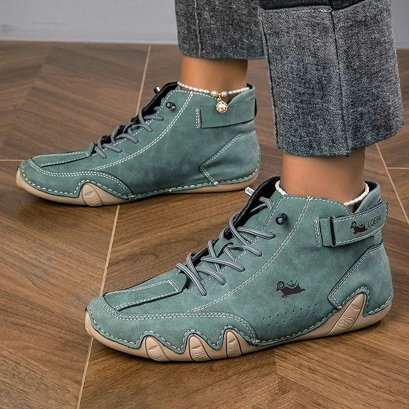 Women's Suede Lace-Up Ankle Boots – Wavy Rubber Sole
