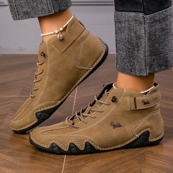 Women's Suede Lace-Up Ankle Boots – Wavy Rubber Sole