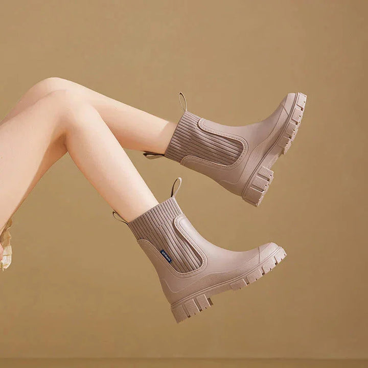 Women's Ankle Boots – Ribbed Knit Cuff
