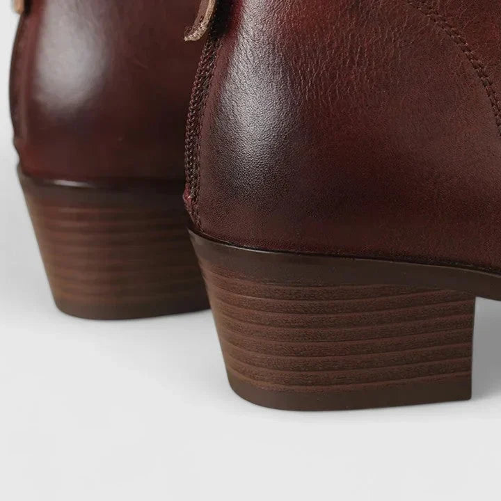 Women's Faux Leather Side Zip Ankle Boots – V-Cut Topline