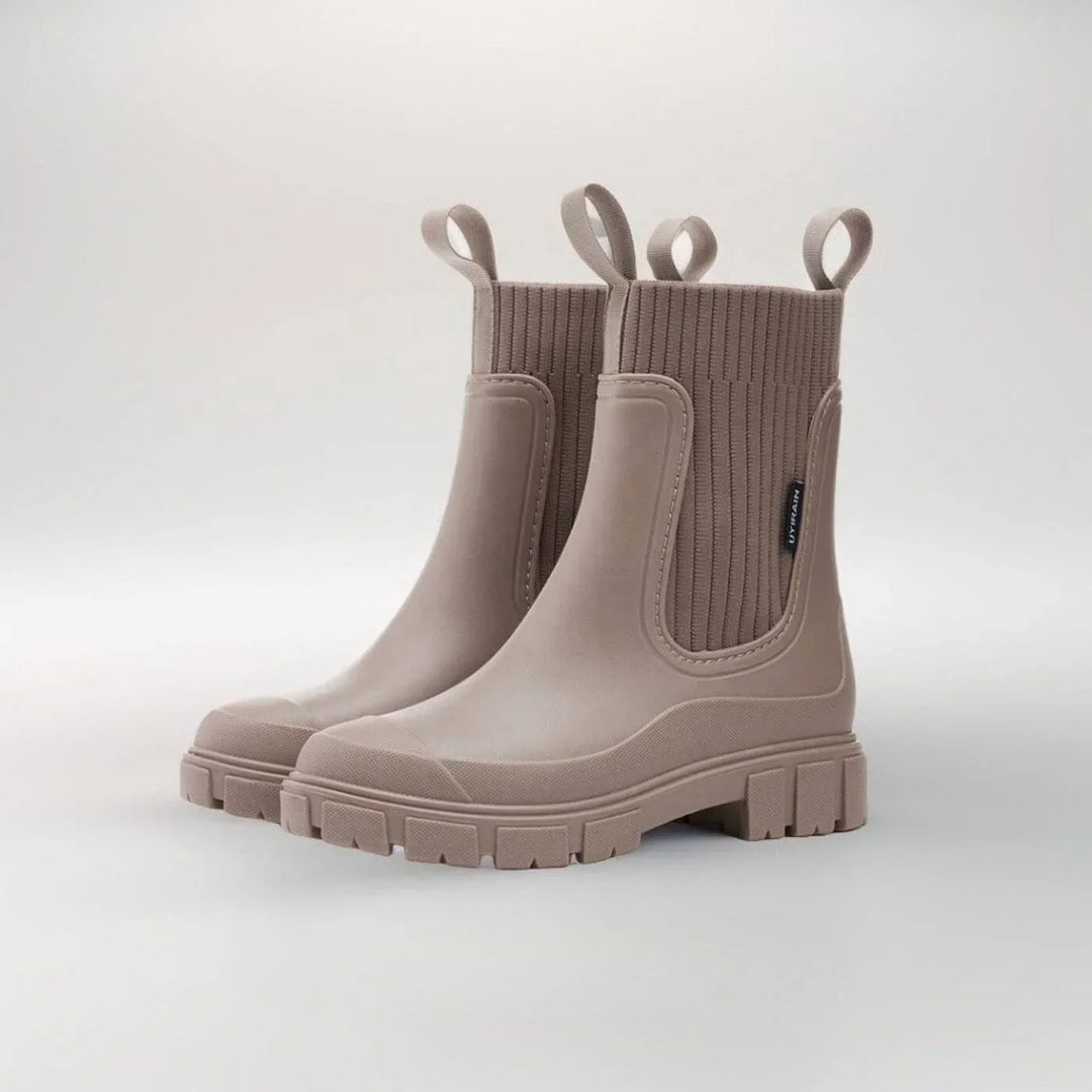 Women's Ankle Boots – Ribbed Knit Cuff