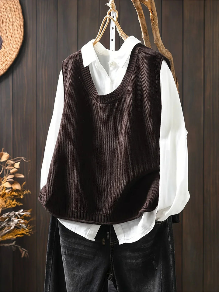 Women's Knit Crew Neck Jumper – Back Button Placket