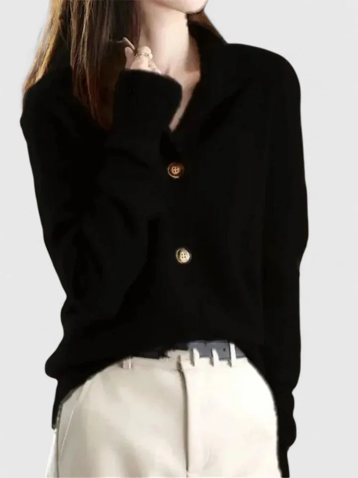 Women's Knit Button-Front Collared Cardigan – Soft Stand