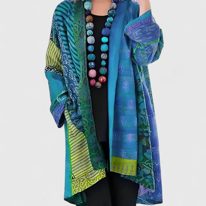 Women's Open-Front Kimono – Patchwork Mixed Print