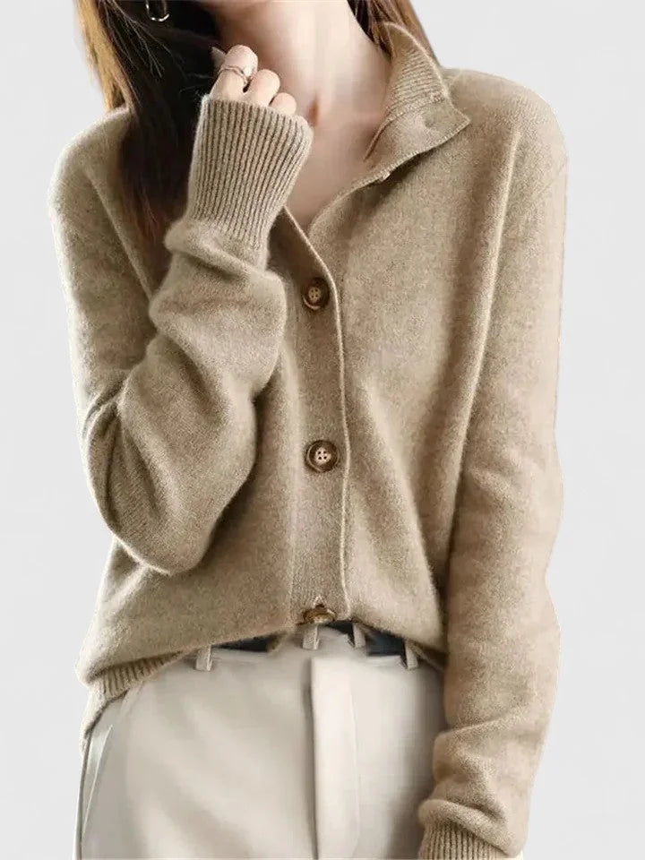 Women's Knit Button-Front Collared Cardigan – Soft Stand