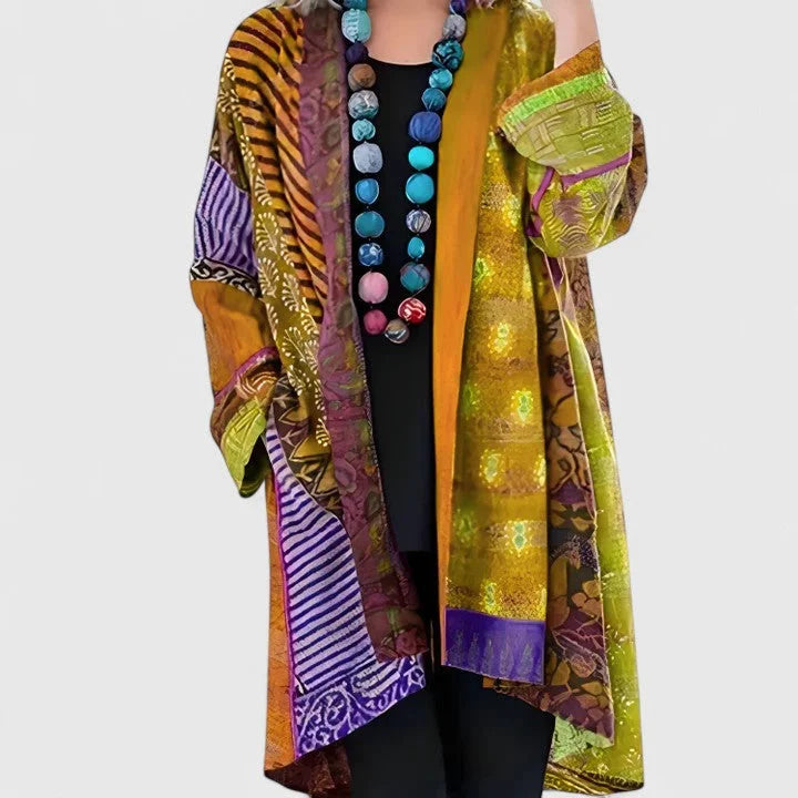 Women's Open-Front Kimono – Patchwork Mixed Print