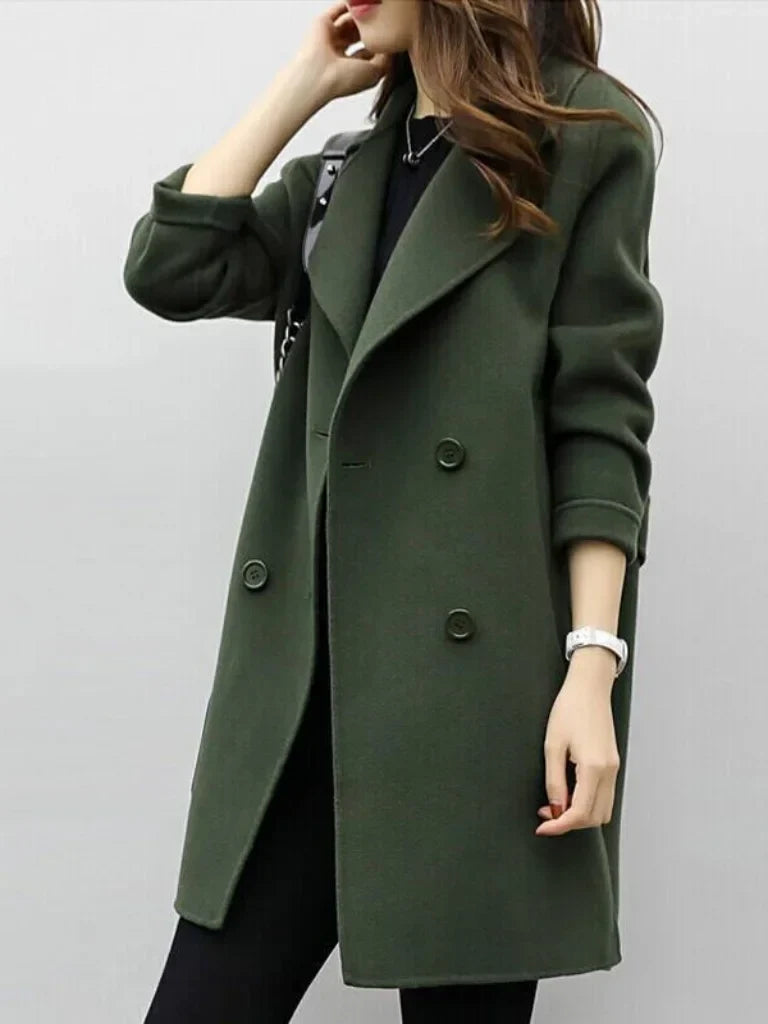 Women's Double-Breasted Notch Lapel Wool Coat