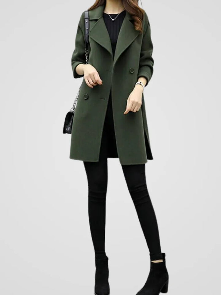 Women's Double-Breasted Notch Lapel Wool Coat