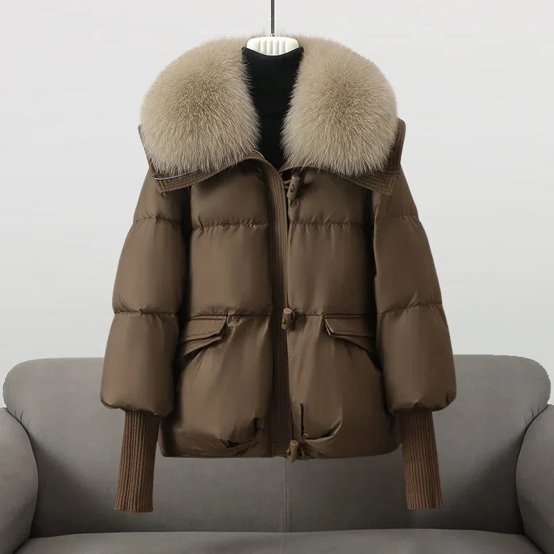 Women's Faux Fur Collar Hooded Oversized Puffer Jacket