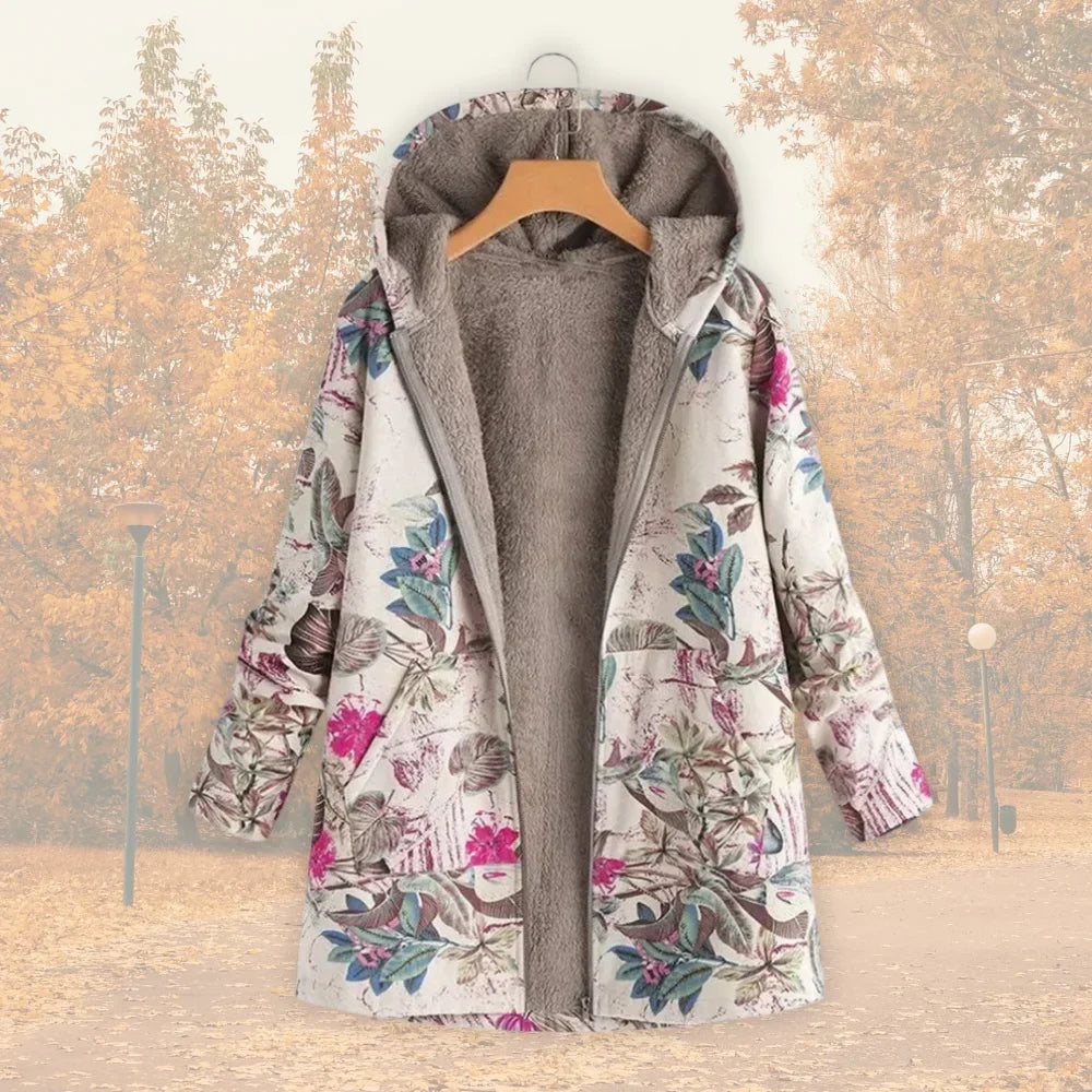 Women's Floral Zip-Up Hood Jacket – Reversible Print