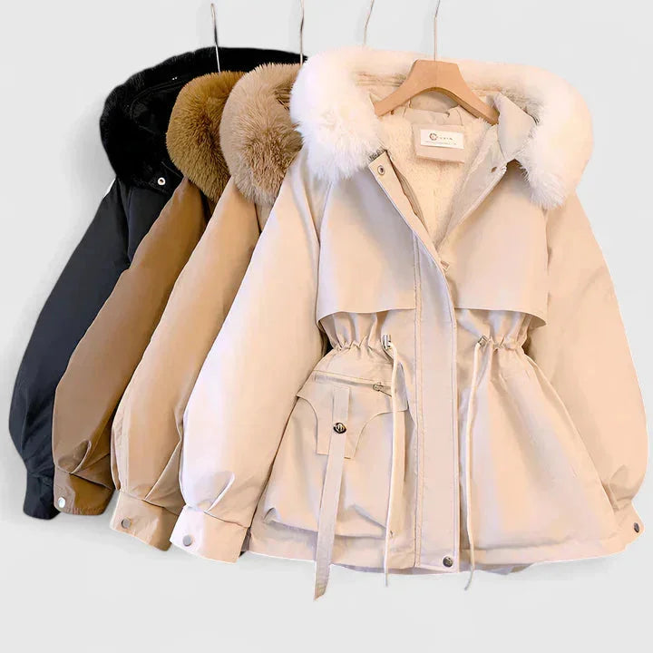 Women's Zip-Up Faux Fur Hood Parka – Trim