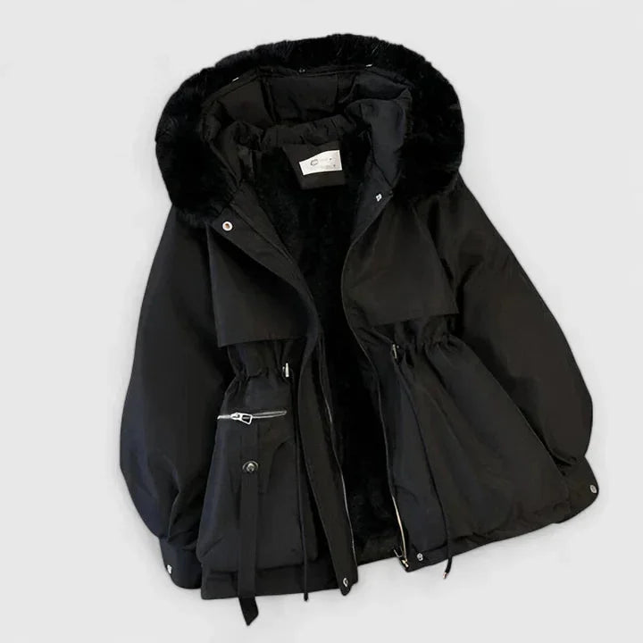 Women's Zip-Up Faux Fur Hood Parka – Trim