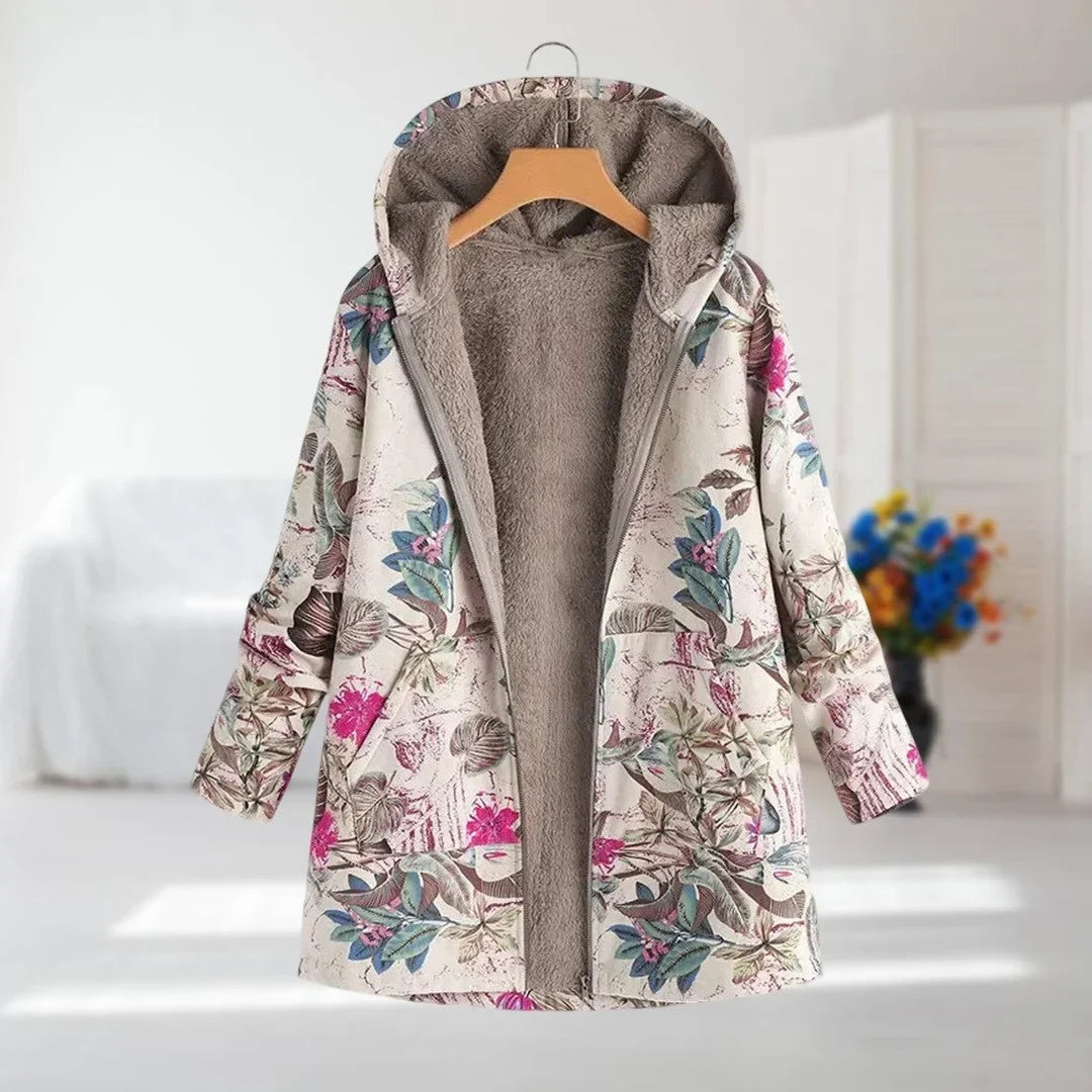 Women's Floral Zip-Up Hood Jacket – Reversible Print