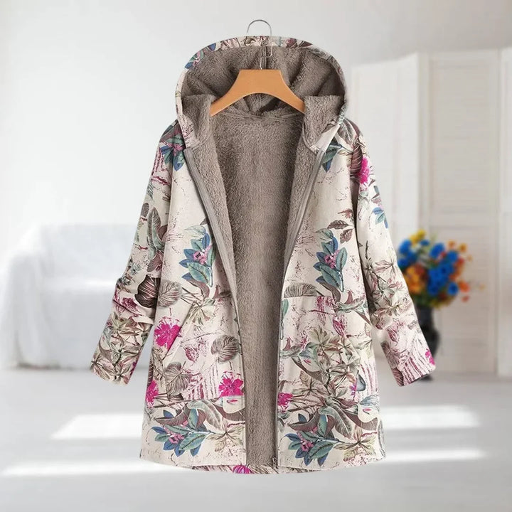 Women's Floral Zip-Up Hood Jacket – Reversible Print