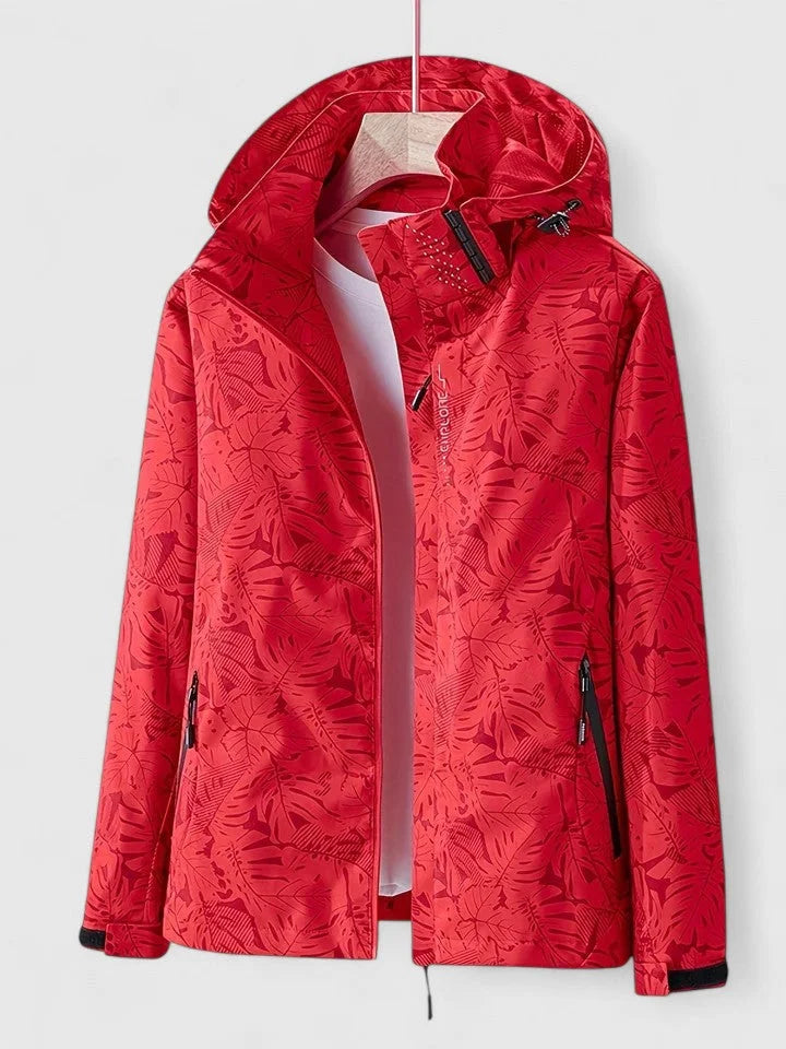 Women's Zip-Up Hood Jacket – Leaf Pattern