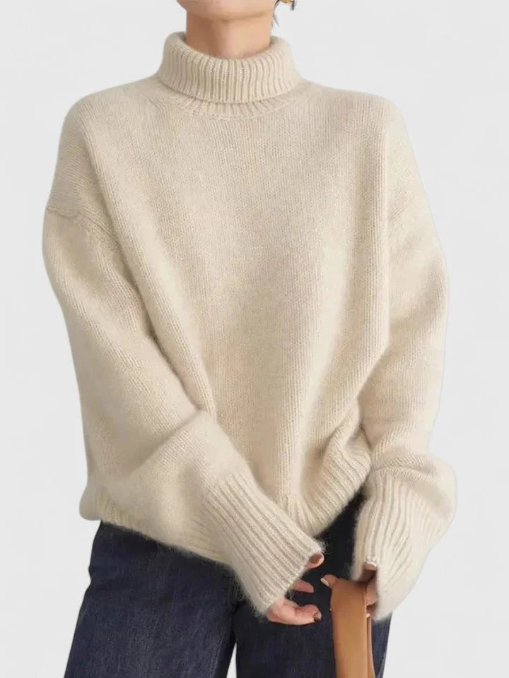 Women's Knit Roll Neck Jumper – Ribbed Cuffs And Hem