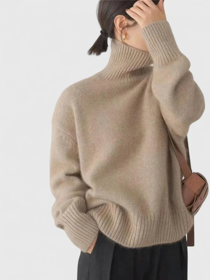 Women's Knit Roll Neck Jumper – Ribbed Cuffs And Hem