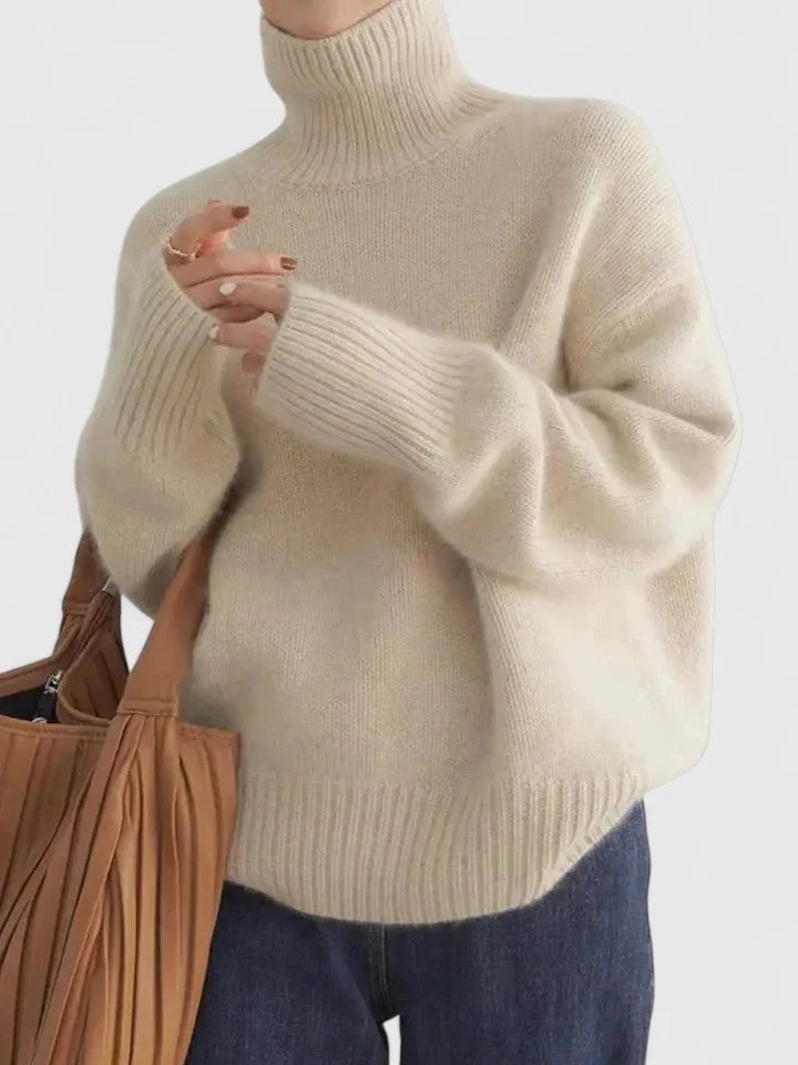 Women's Knit Roll Neck Jumper – Ribbed Cuffs And Hem