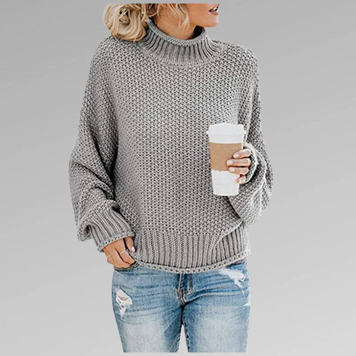 Women's Knit Roll Neck Jumper – Dropped Shoulder Sleeves
