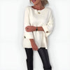 Women's Knit Crew Neck Jumper – Wide Cuffs – Button