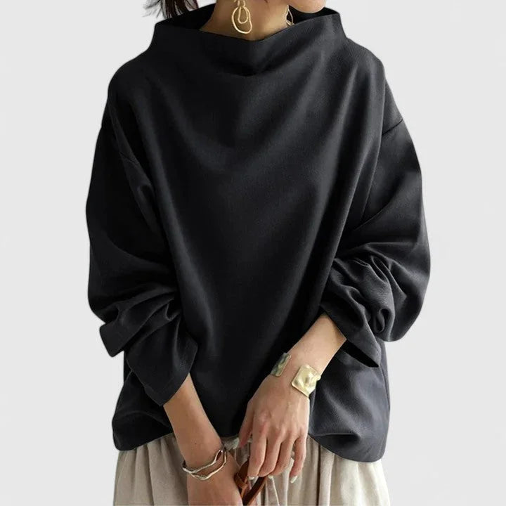 Women's Stand Collar Sweatshirt – Loose Draped