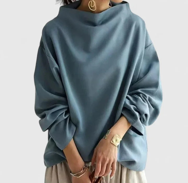 Women's Stand Collar Sweatshirt – Loose Draped