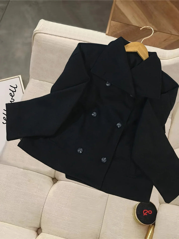 Women's Cropped Wool Double Breasted Peacoat