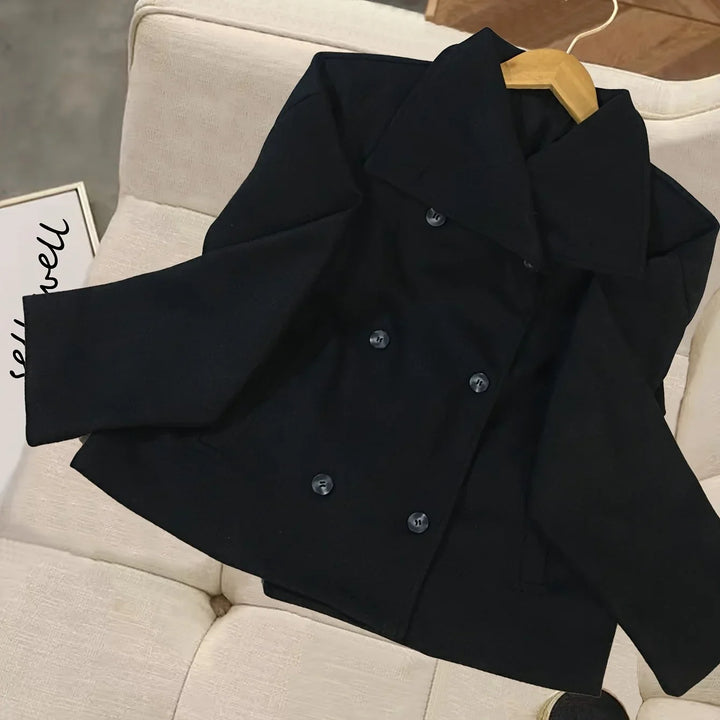 Women's Cropped Wool Double Breasted Peacoat