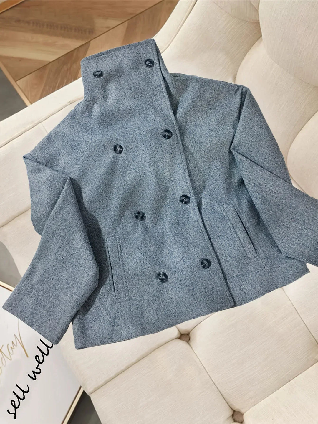 Women's Cropped Wool Double Breasted Peacoat