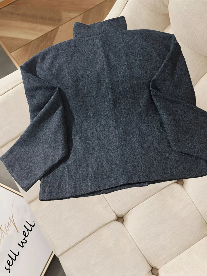 Women's Cropped Wool Double Breasted Peacoat