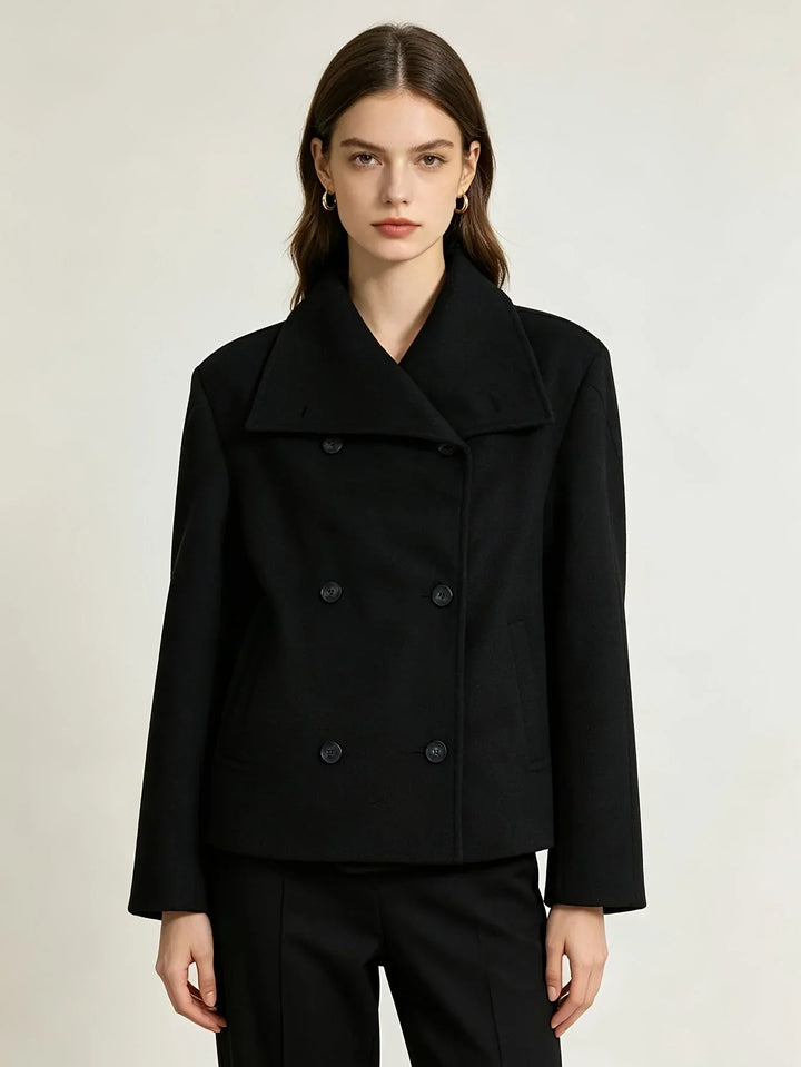 Women's Cropped Wool Double Breasted Peacoat