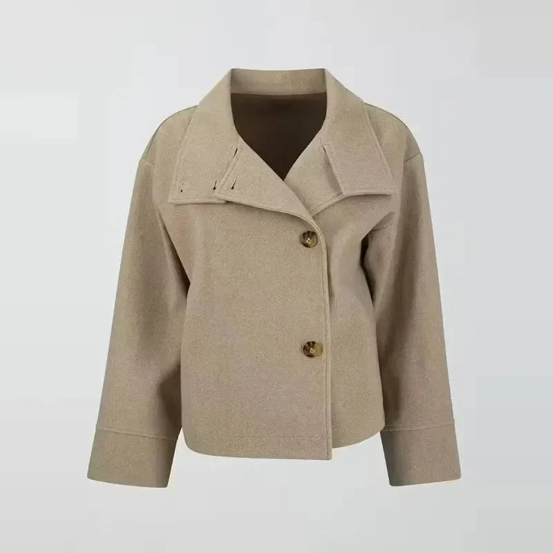 Women's Cropped Wool Blend Peacoat – Stand Collar