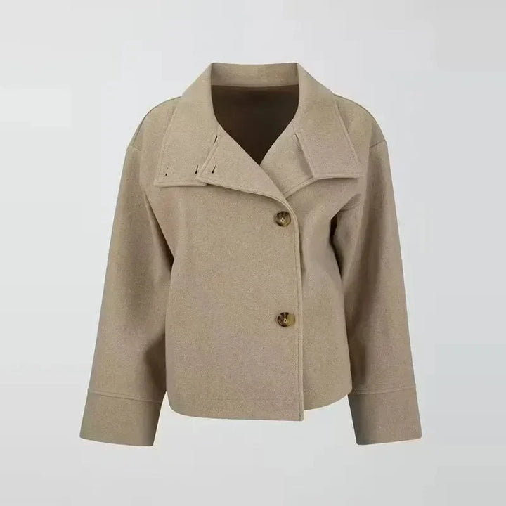 Women's Cropped Wool Blend Peacoat – Stand Collar