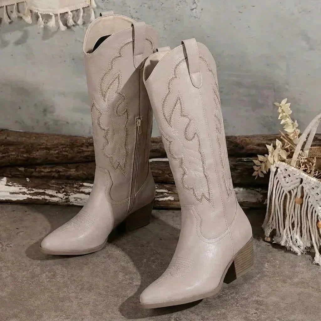 Women's Embroidered Cowgirl Block Heel Boots