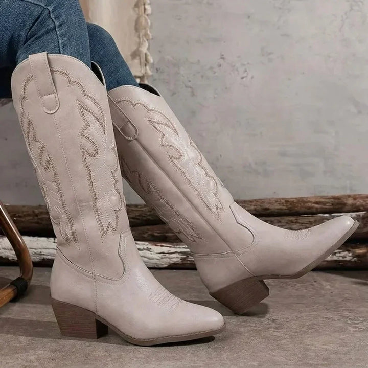 Women's Embroidered Cowgirl Block Heel Boots